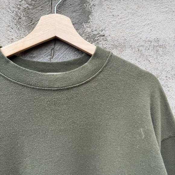 90's US Military Faded Olive Green Crewneck Sweatshirt - Picture 2 of 4